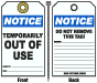 Notice Temporarily Out Of Use Tag