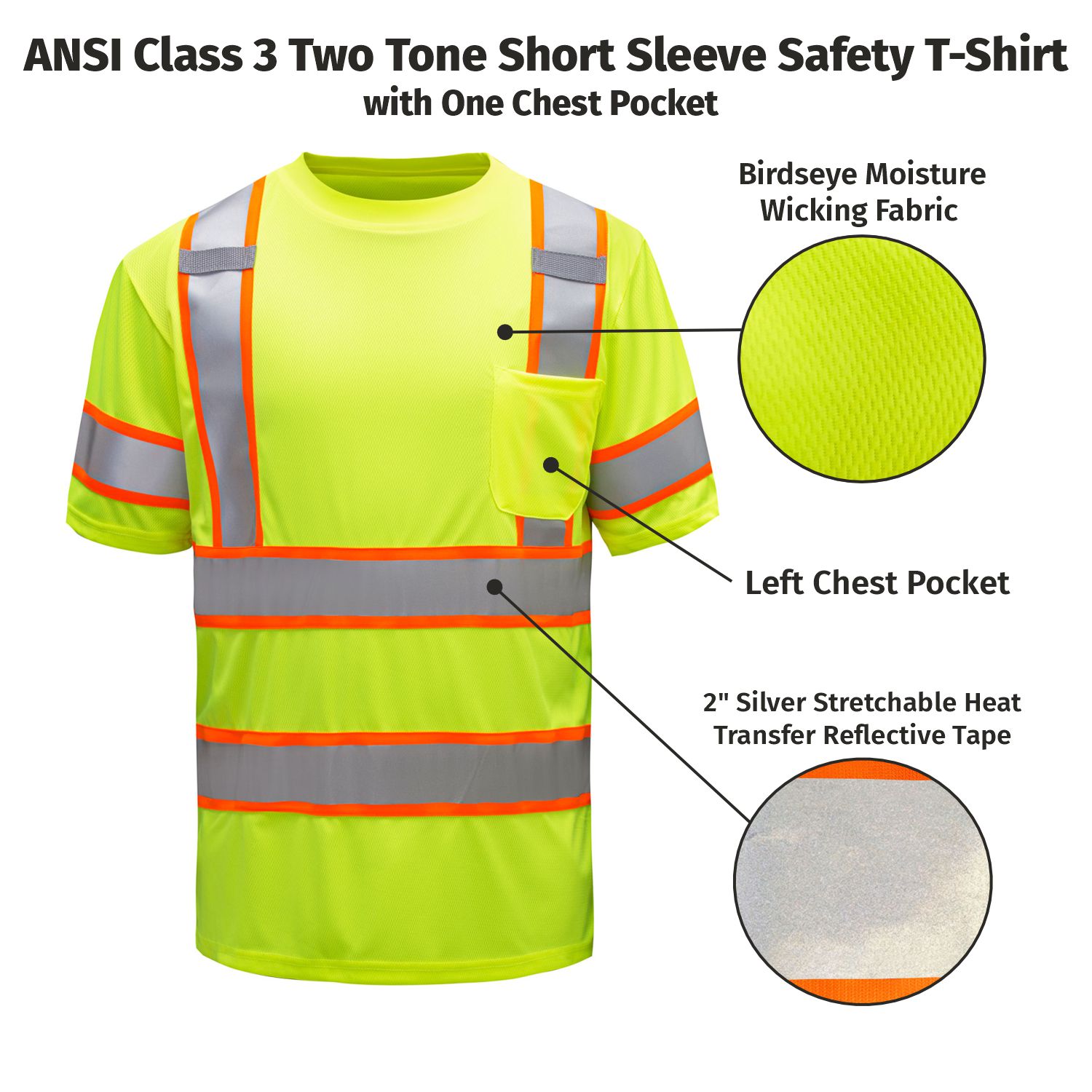 ANSI Class 3 Two Tone Short Sleeve Safety T-Shirt