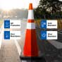 36" Elite FL Orange Traffic Cone, 12lbs Black Base & 3M Reflective Bands