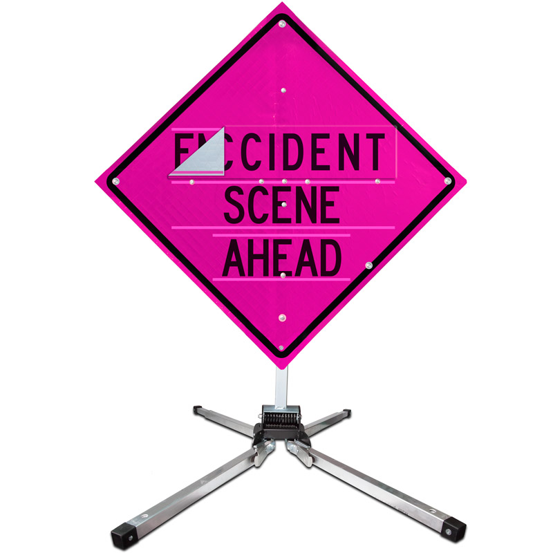 Emergency Scene Ahead All-in-One Sign and Stand