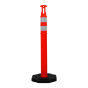 42" Orange Delineator Post with 2 Reflective Bands + 12 lb. Base
