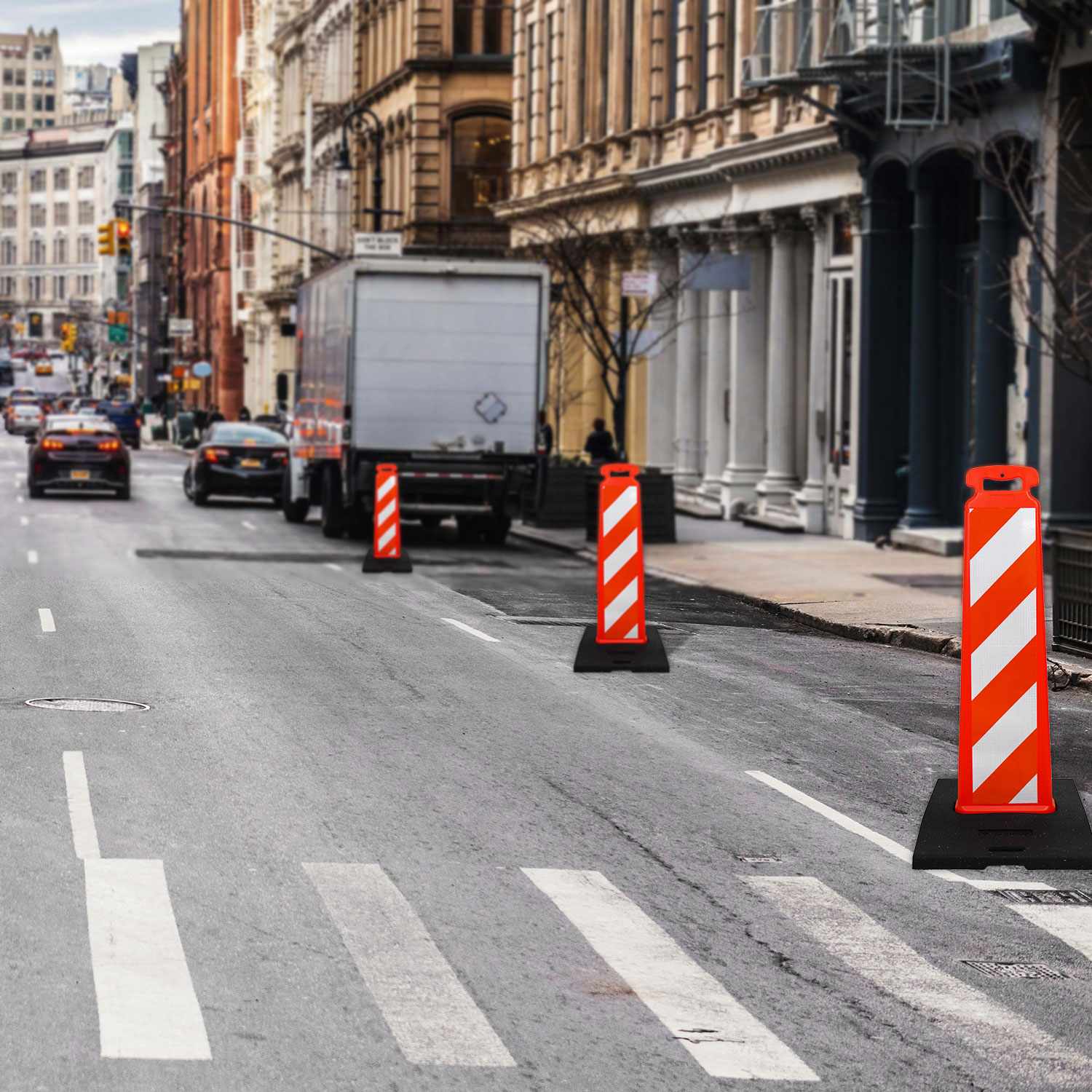Orange Striped Vertical Channelizer Panel