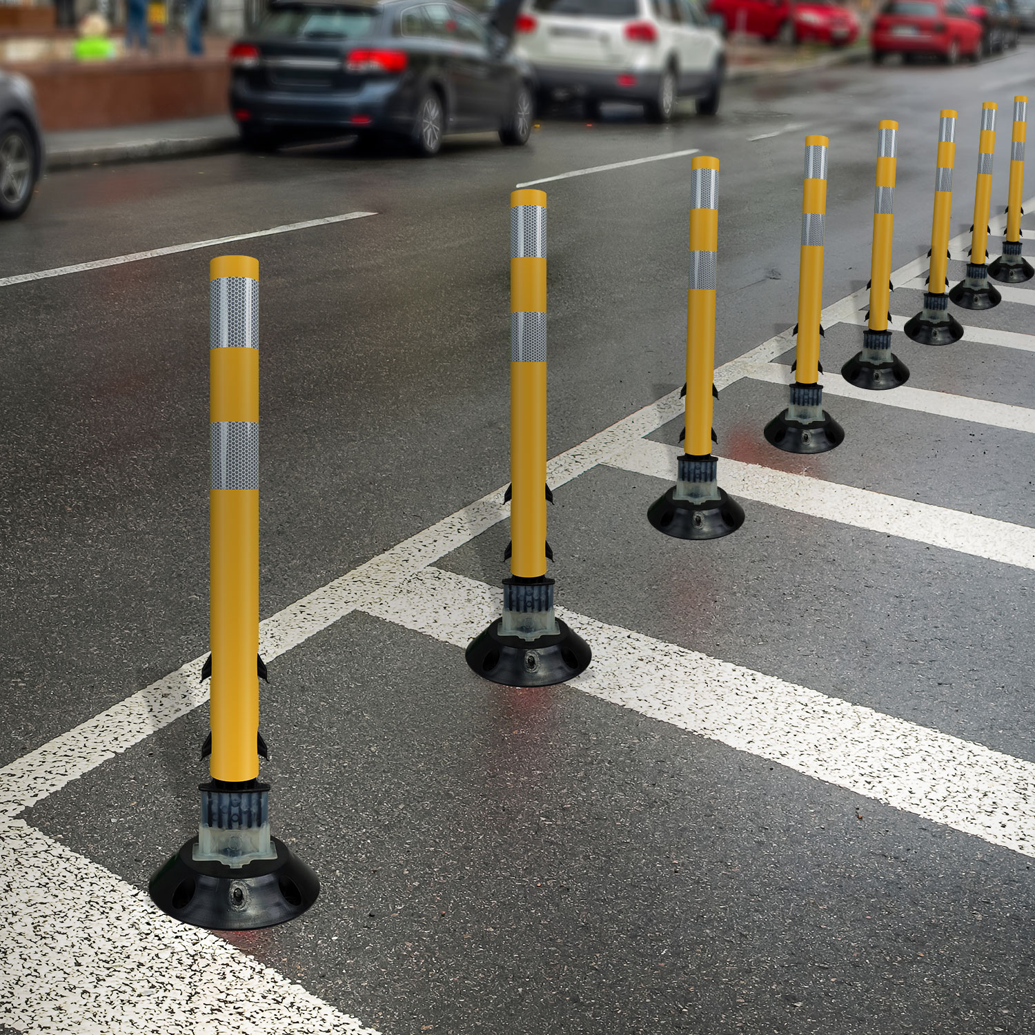 Yellow Flexstake Surface Mount Tubular Traffic Delineator