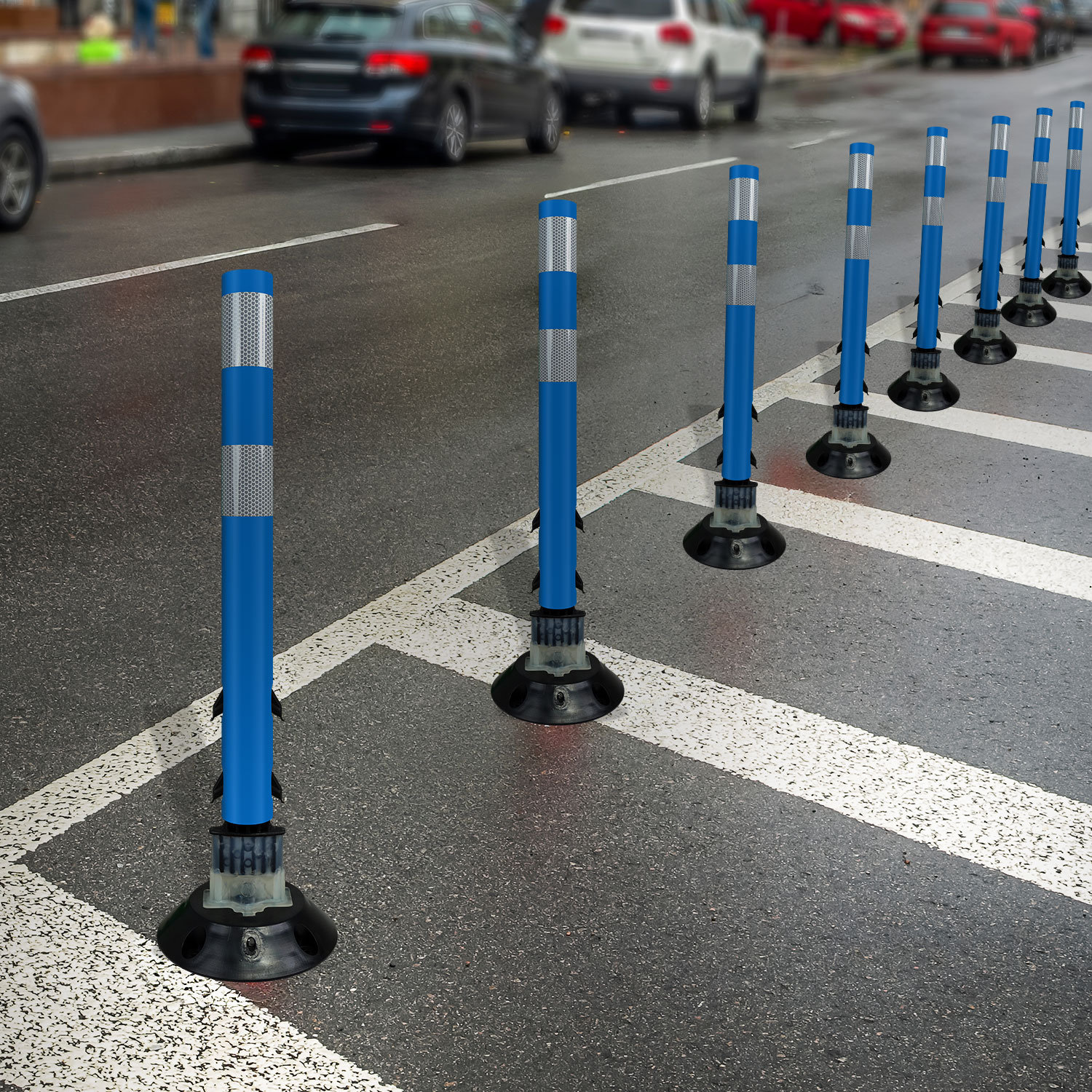 Blue Flexstake Surface Mount Tubular Traffic Delineator