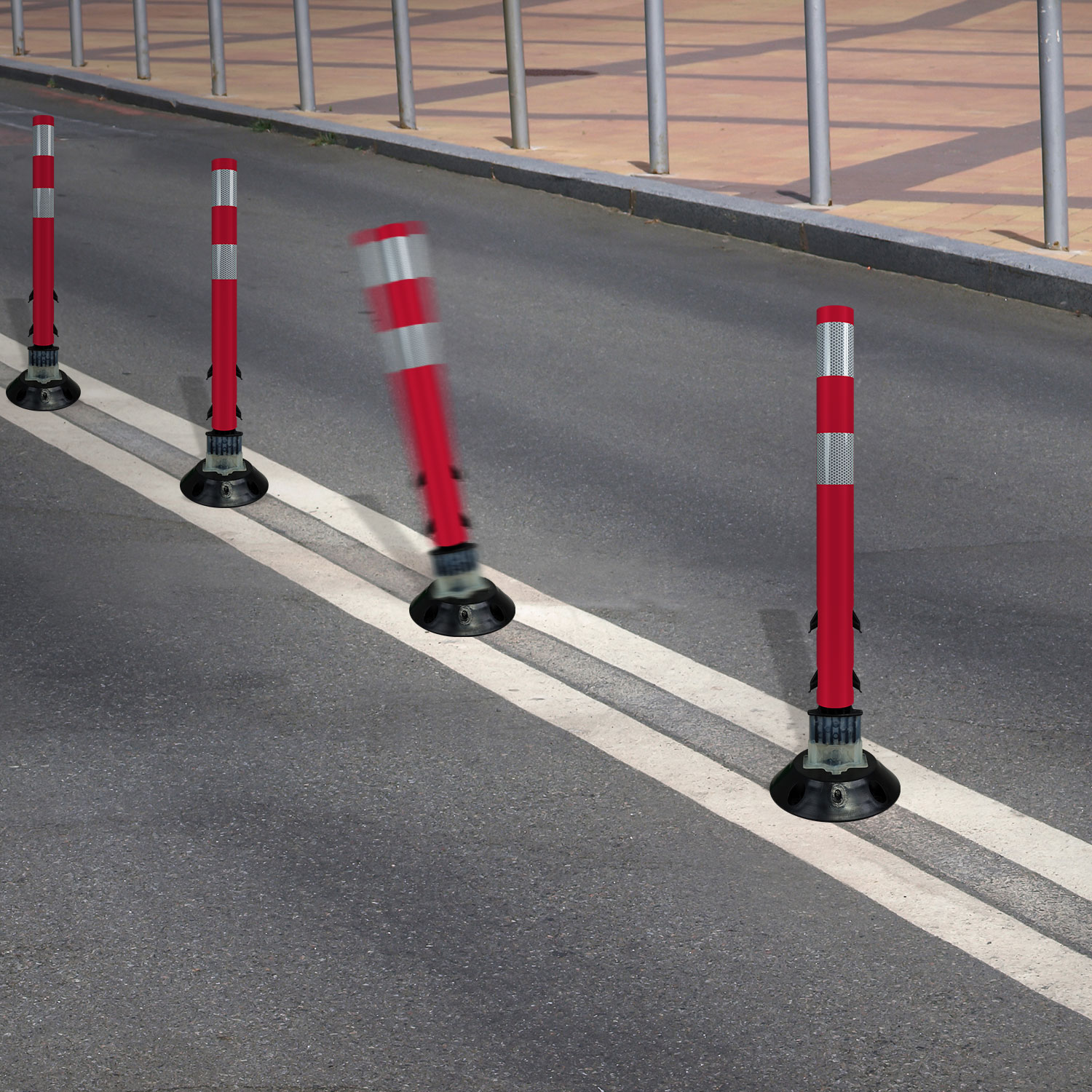 Red Flexstake Surface Mount Tubular Traffic Delineator