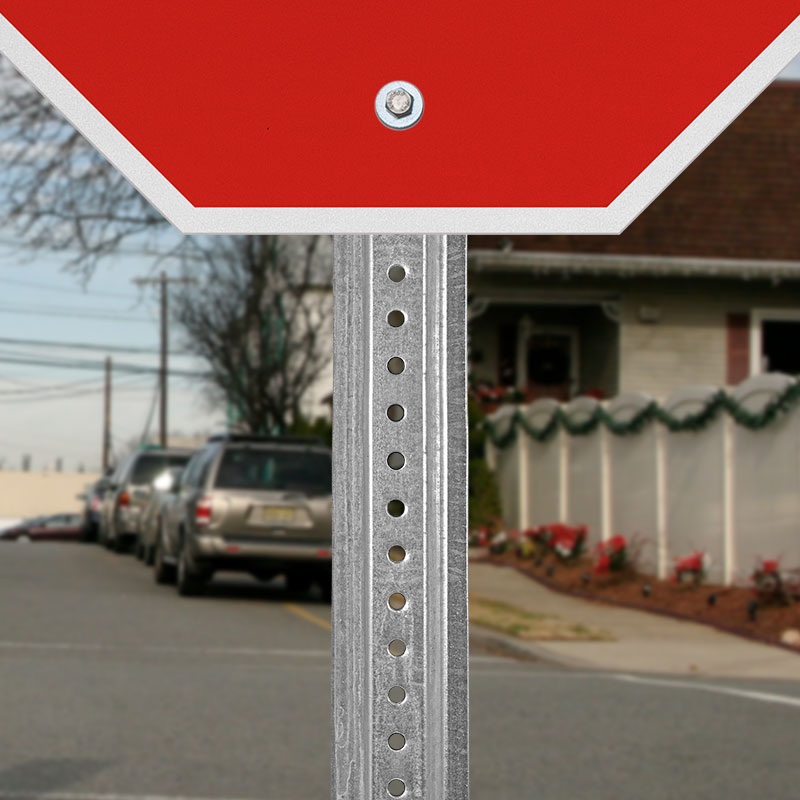 Heavy-duty Galvanized Sign Post – Sign + Bracket Mounting