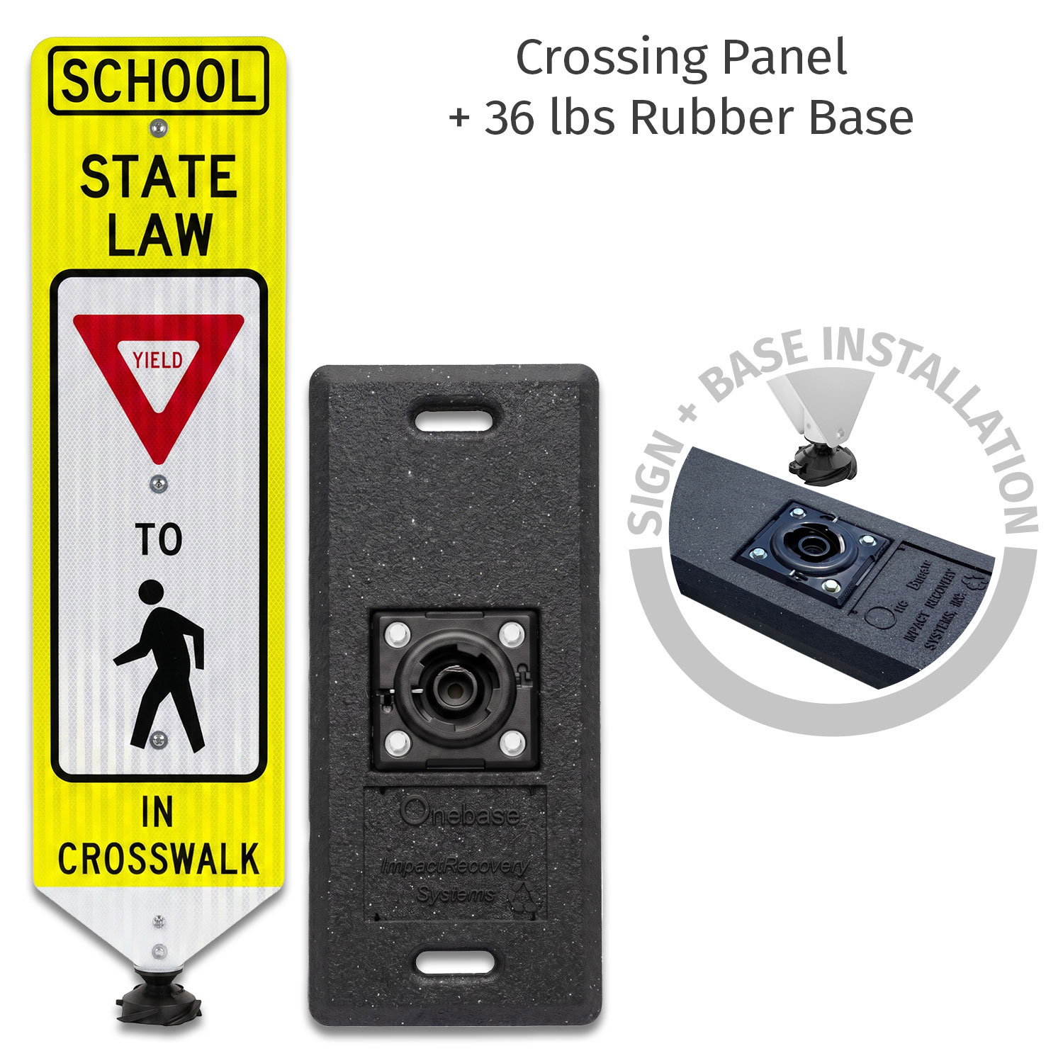 School Yield To Pedestrians In-Street Sign with Portable Base