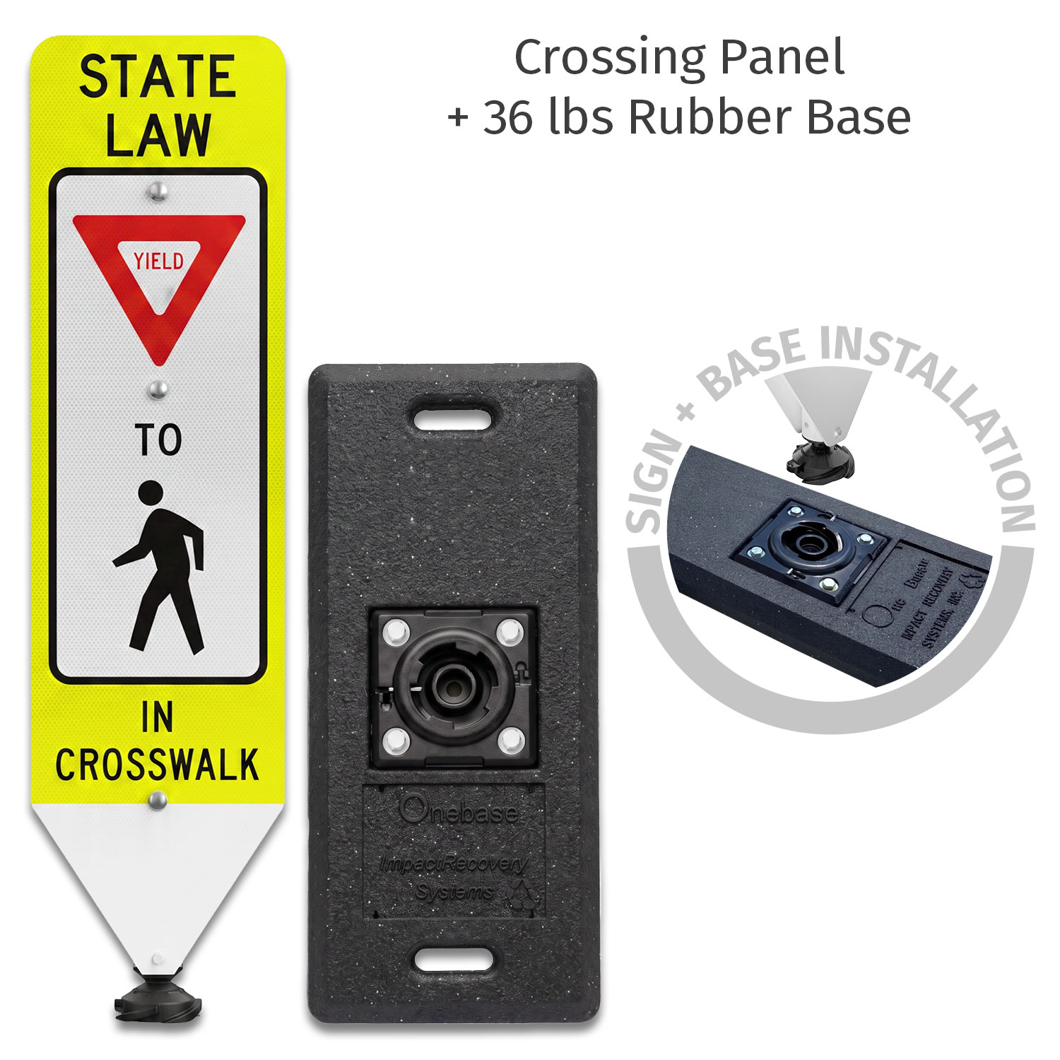 Yield To Pedestrians In-Street Sign with Portable Base