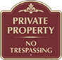 Burgundy Background – Private Property No Trespassing Sign