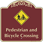 Burgundy Background – Pedestrian & Bicycle Crossing Sign