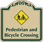 Green Border & Text – Pedestrian & Bicycle Crossing Sign
