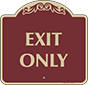 Burgundy Background – Exit Only Sign