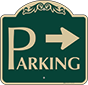 Green Background – Parking Area Sign (Right Arrow)