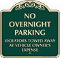 Green Background – No Overnight Parking Sign