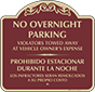 Burgundy Background – Bilingual No Overnight Parking Sign