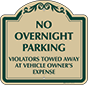 Green Border & Text – No Overnight Parking Sign