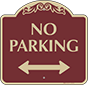 Burgundy Background – No Parking (Double Arrow) Sign