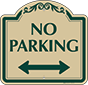 Green Border & Text – No Parking (Double Arrow) Sign