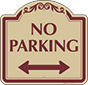 Burgundy Border & Text – No Parking (Double Arrow) Sign