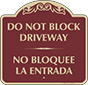 Burgundy Background – Bilingual Do Not Block Driveway Sign