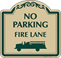 Green Border & Text – No Parking Fire Lane Sign