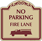 Burgundy Border & Text – No Parking Fire Lane Sign