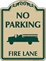 Green Border & Text – No Parking Fire Lane Sign