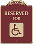 Burgundy Background – Accessible Reserved Parking Sign