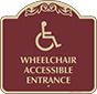 Burgundy Background – Wheelchair Accessible Entrance Sign