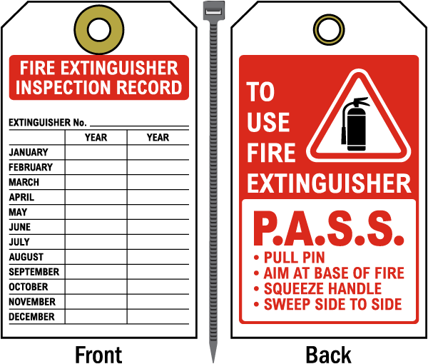 Fire Extinguisher Insection Record Tag