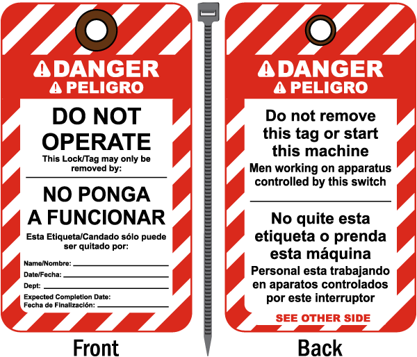 Bilingual Danger Do Not Operate Tag