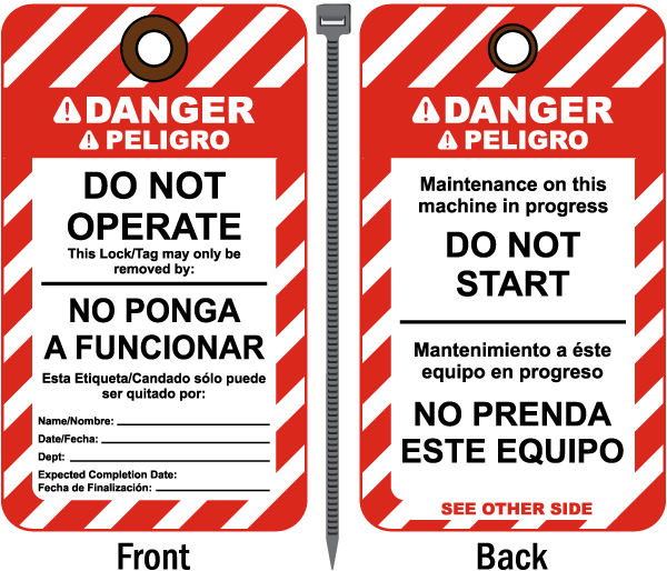 Bilingual Danger Do Not Operate Tag