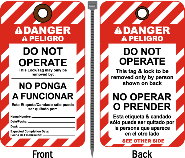 Bilingual Danger Do Not Operate Tag