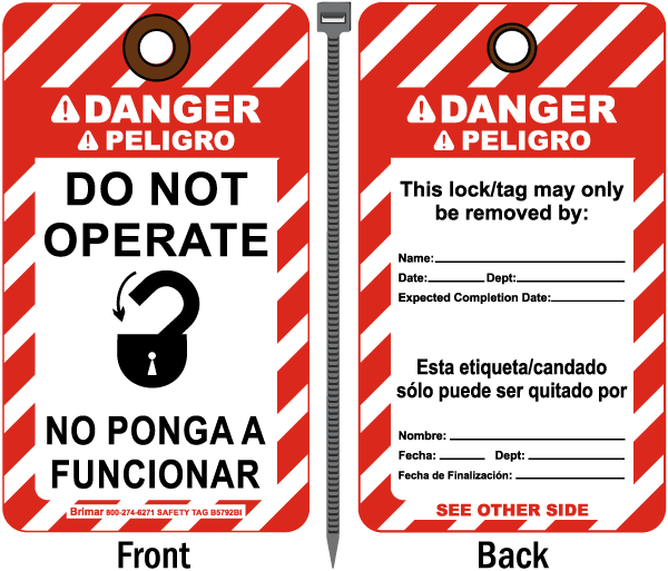 Bilingual Danger Do Not Operate Tag
