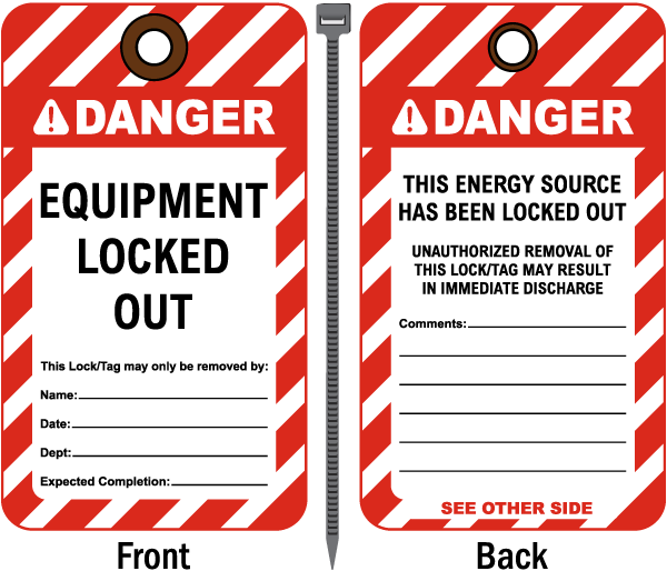 Danger Equipment Locked Out Tag