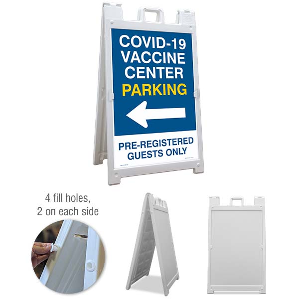COVID-19 Vaccine Center Parking Left Arrow Sandwich Board Sign