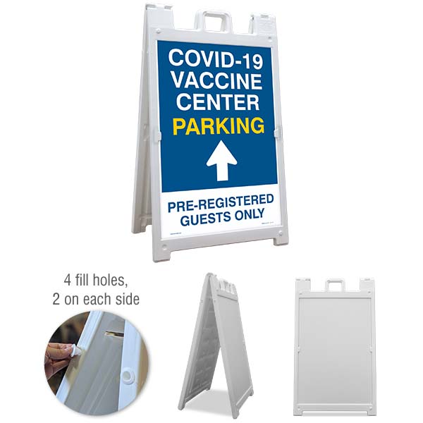 COVID-19 Vaccine Center Parking Up Arrow Sandwich Board Sign