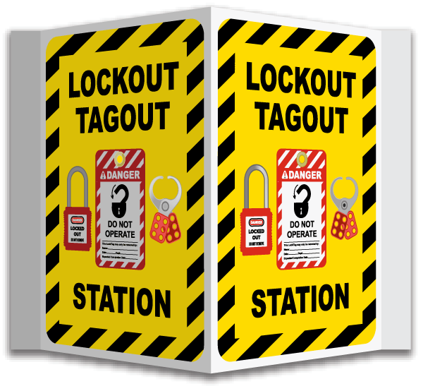 3-Way Lockout Tagout Station Sign
