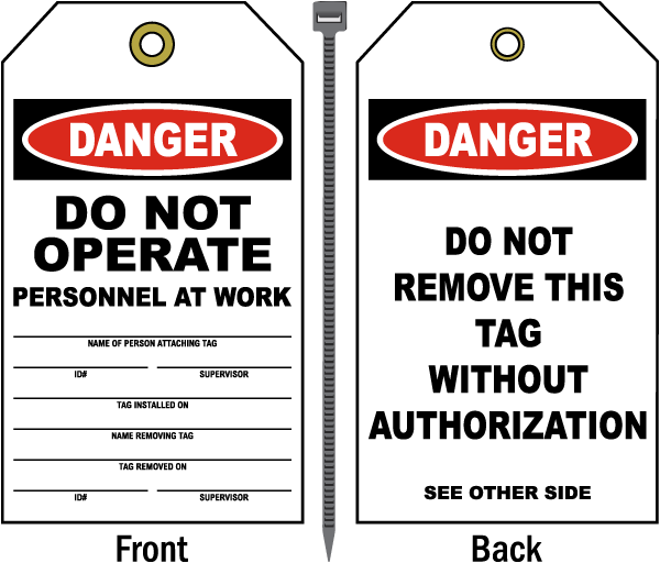 Danger Do Not Operate Personnel At Work Tag