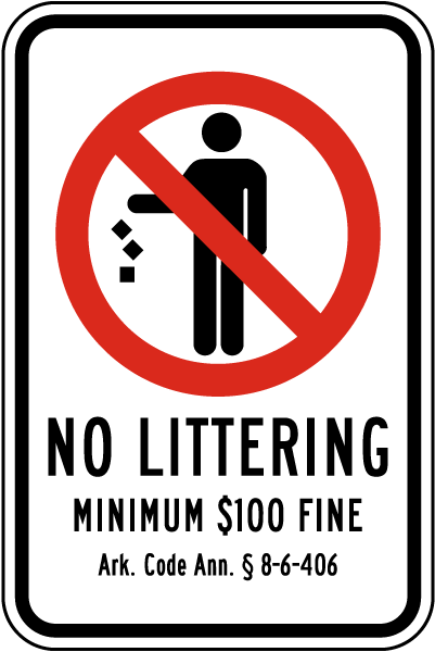 Arkansas No Littering Sign