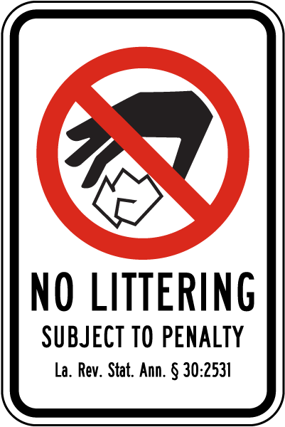 Louisiana No Littering Sign