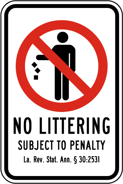 Louisiana No Littering Sign