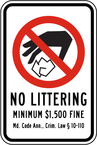 Maryland No Littering Sign