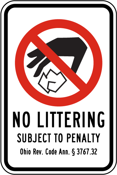 Ohio No Littering Sign