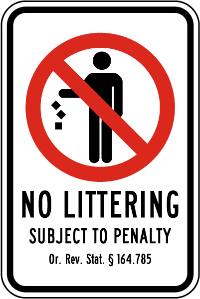 Oregon No Littering Sign