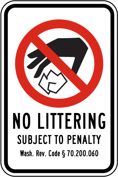 Washington No Littering Sign