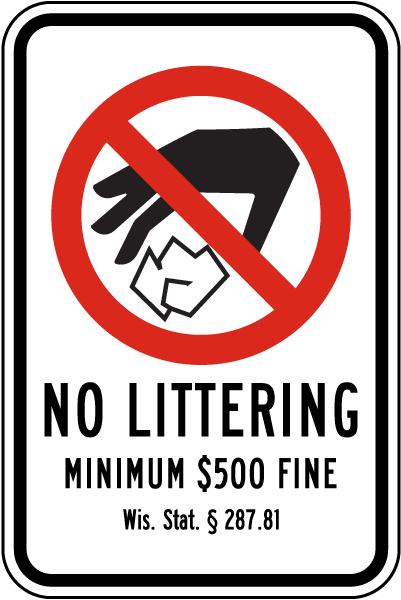 Wisconsin No Littering Sign