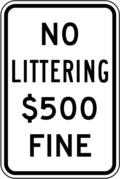 Wisconsin No Littering Fine Sign