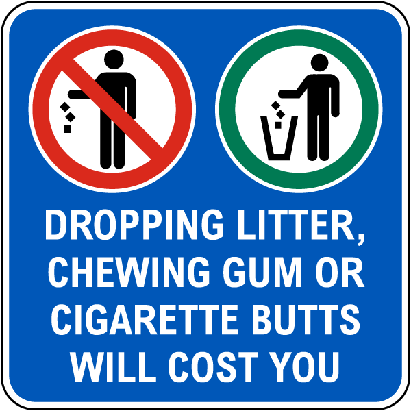 Dropping Litter Will Cost You Sign
