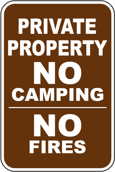 Private Property No Camping/Fires Sign